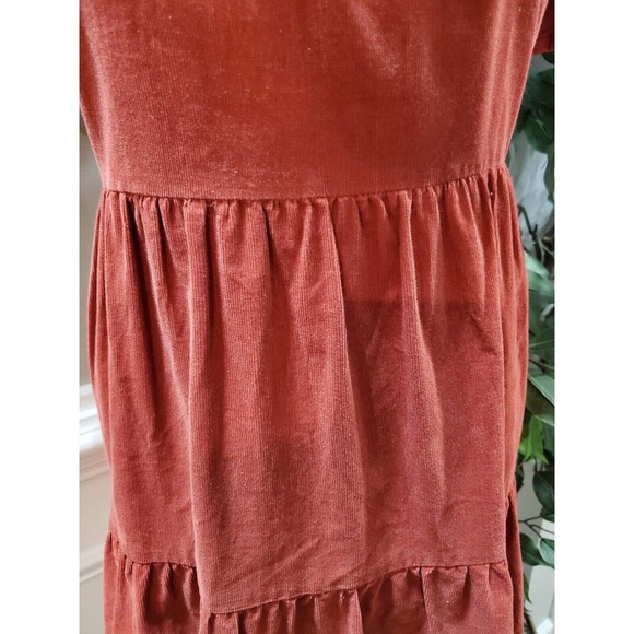 Very J Women Red Cotton Round Neck Short Sleeve Casual Knee Length Dress Small - Picture 4 of 15